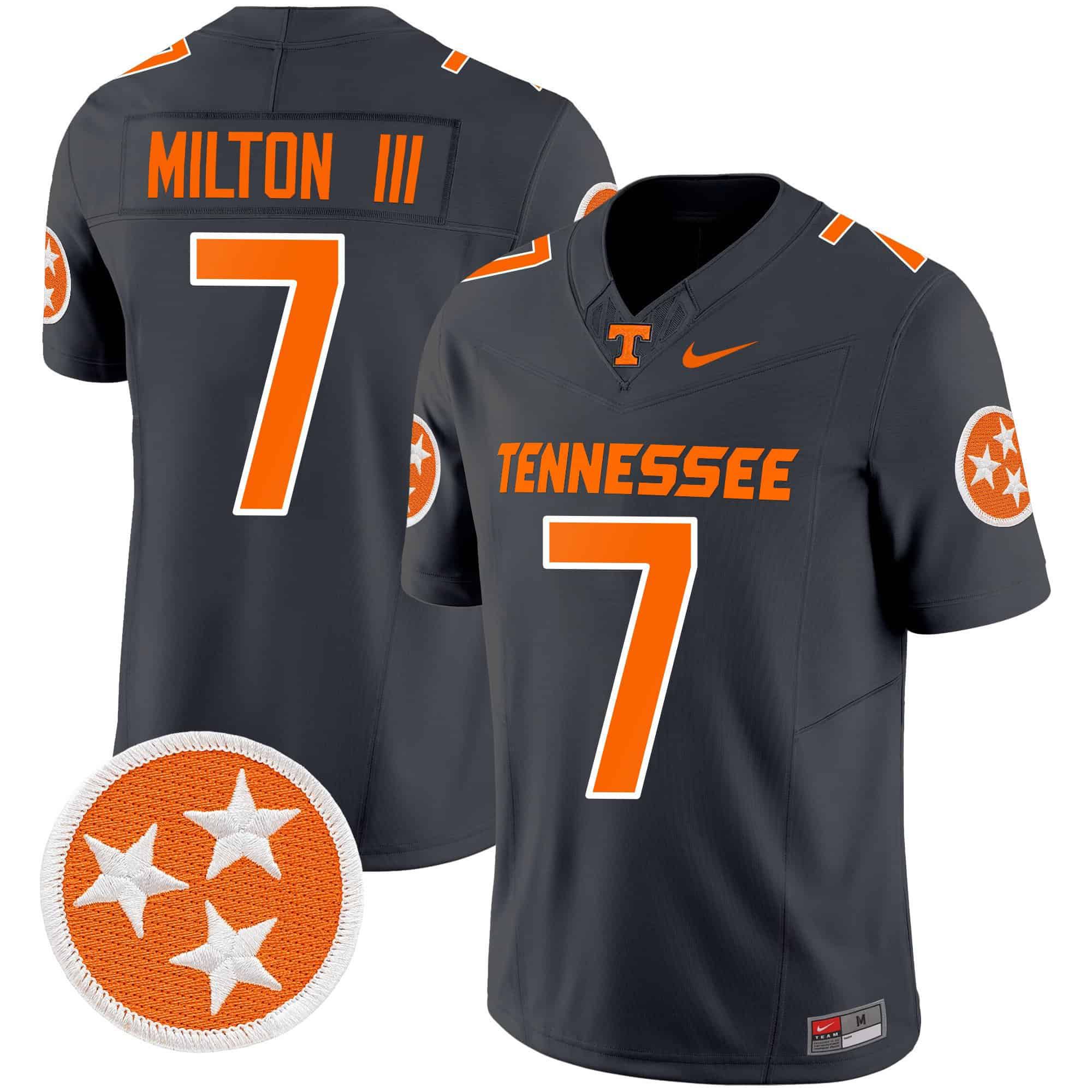 Men Tennessee Volunteers #7 Milton ii Black 2024 Nike Vapor Limited NCAA Jersey style 1